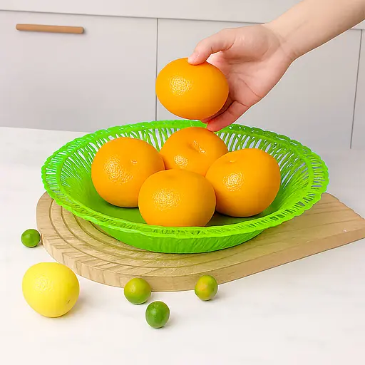 Фруктовниця пластикова кругла тарілка підставка для фруктів Ø 28 см Зелений 87876 - фото 1