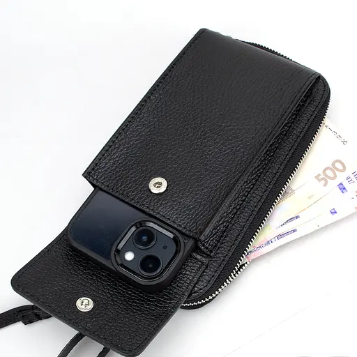 Гаманець з чохлом для телефону з ручкою на плече Virginia Conti 03047 чорний - фото 3