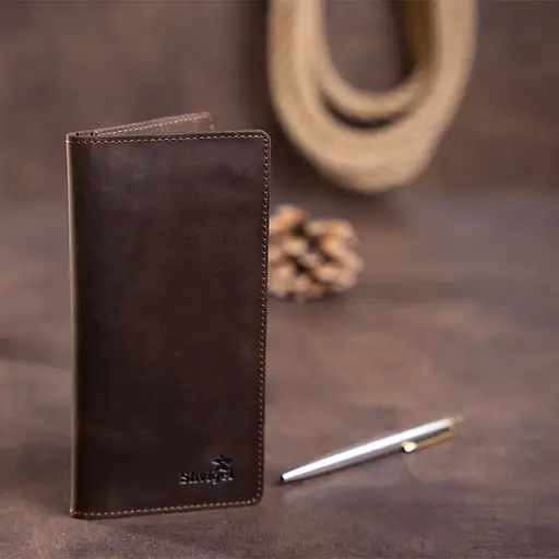 Мужской кожаный кошелек Shvigel 8.5х17.5 см acs0016099 - фото 5