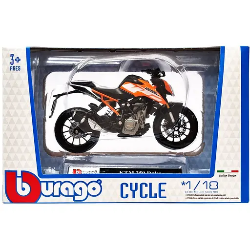 Дитяча модель Мотоцикла KTM 250 Duke Bburago 18-51030-4 масштаб 1:18 - фото 1