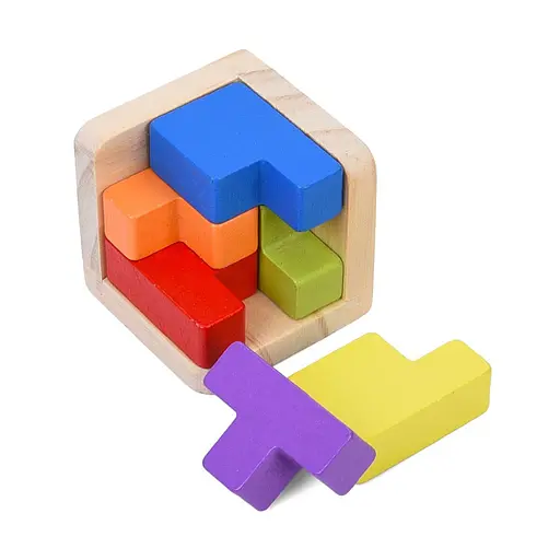Дерев'яна куб-головоломка Bambi MD 0758-4 підставка 6 елементів - фото 1