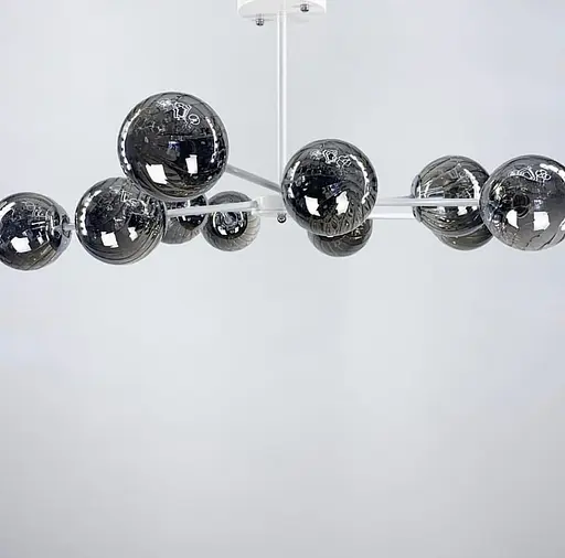 Стельова люстра на 10 графітових плафонів в білому корпусі Ø 90 см | Line F | Арт. 8122/10 E27 WT+CH+GR new - фото 2