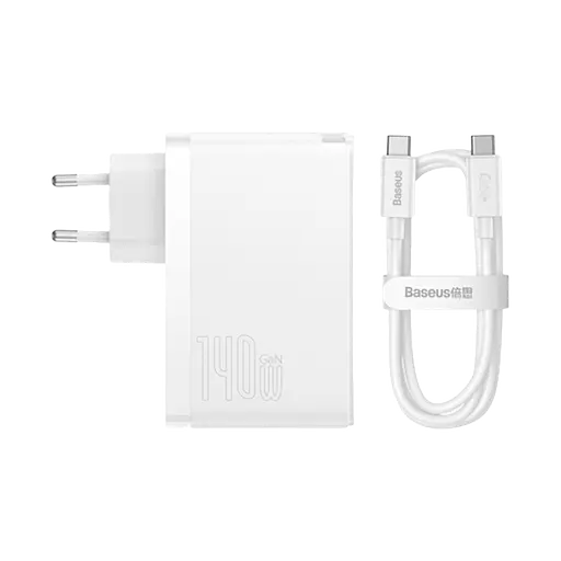 Мережевий зарядний пристрій Baseus GaN5 Pro 3 порти 1*USB + 2*Type-C 140 W (CCGP100202) білий - фото 3