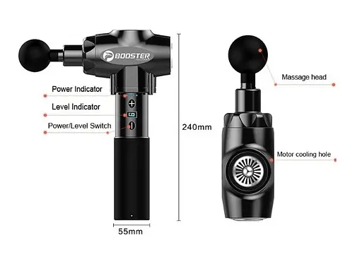 Перкусійний м'язовий ударний масажер Booster Е тригерних точок Чорний - фото 2