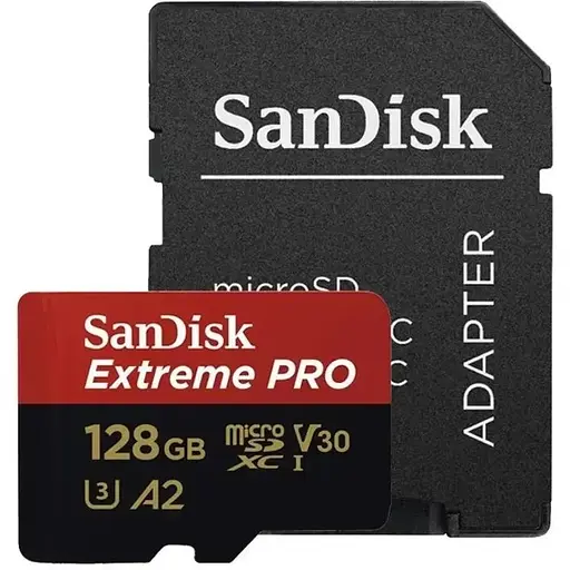 Карта памяти microSDXC SanDisk Extreme Pro A2 128 Gb (UHS-1 U3) V30 (R200MB/s W90MB/s) - фото 1