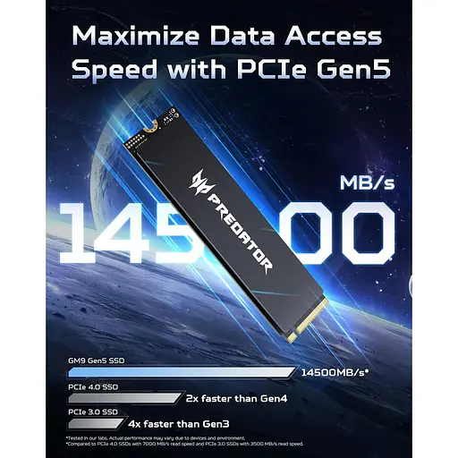 Накопитель SSD Acer Predator m.2 NVMe 4TB GM9 PCI Express 5.0 x4 (BL.9BWWR.138) - фото 2