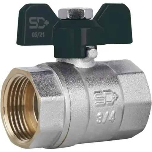 Кран кульовий Thermo Alliance Base 3/4" ВВ прямий, PN40, метелик SD602W20 - фото 1