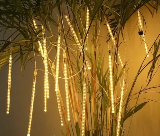 Гірлянда світлодіодні бурульки 8 шт. 50 см (прозорий шнур) Золотий - фото 3