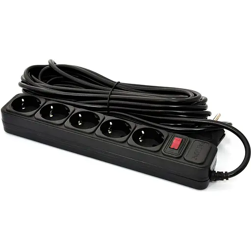 Мережевий фільтр 10 m3*1mm2 (SP-10510) 5 розеток BLACK (EXT-PN-SP-10510) - фото 1