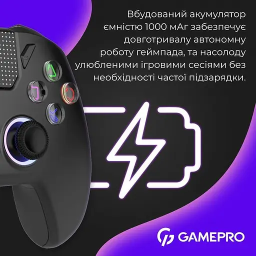 Геймпад GamePro GPS20B 2.4G/BT 5.1/USB бездротовий Switch/PC/PS/iOS/Android RGB Black (GPS20B) - фото 5
