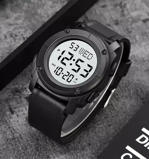 Мужские спортивные наручные часы Skmei 1853 (Черные с белым циферблатом) - фото 5