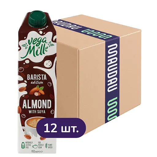 Упаковка миндального напитка Vega Milk Barista с соей 11.4 л (950 мл х 12 шт.) - фото 1