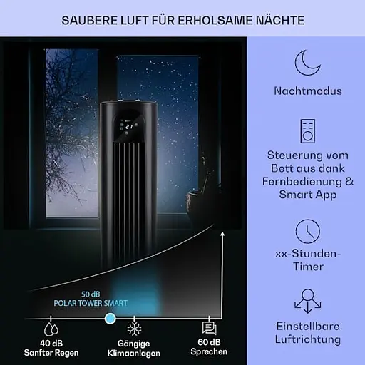 Охолоджувач повітря Klarstein Polar Tower Smart 4 - in-1 Чорний (10035831) - фото 5