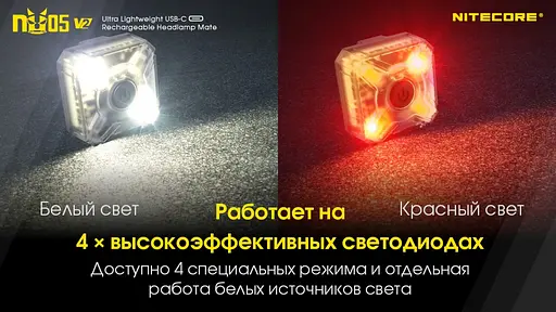 Налобный фонарик + велосипедный маяк Nitecore NU05 KIT V2 - фото 10