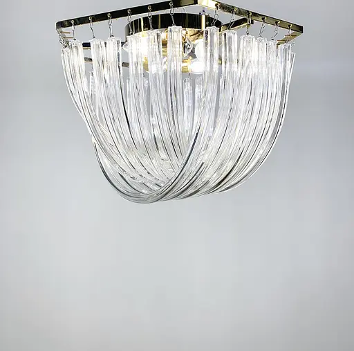 Стельова люстра Newport із закрученими скляними трубками у золотому каркасі Line.F Діаметр 50см - фото 4