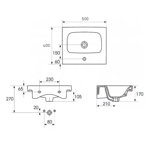 Умивальник меблевий Cersanit Moduo 50х40 см K116-009 30412 - фото 3