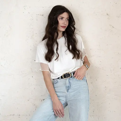 Ремень женский кожаный НС-3424 (115 см) с золотой двойной пряжкой черный - фото 2