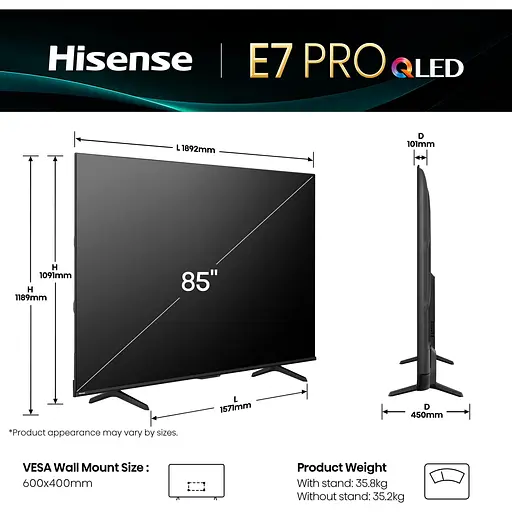 Телевізор Hisense 85E7Q Pro 85" QLED 4K (20015896) UA [144233] - фото 9