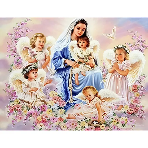 Алмазная мозаика Чарівний діамант Безграничная любовь, ангелики со стразами на подрамнике 40 x 50 см