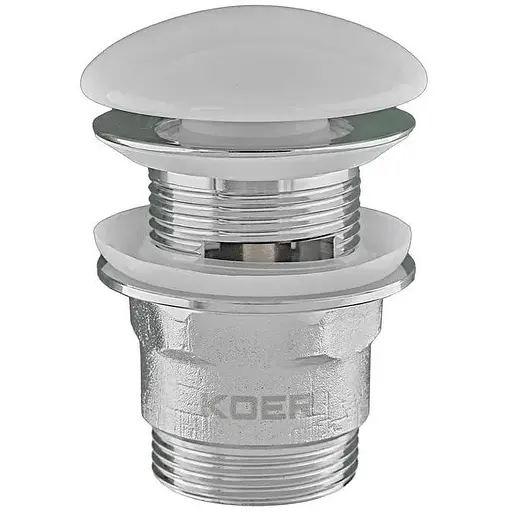 Донний клапан для раковини з переливом Koer PW-03-11 автоматичний KR3397, Білий - фото 1