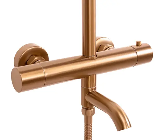 Душова система Rea Lungo brushed copper з термостатом та виливом REA-P8807, Теплий захід сонця - фото 6