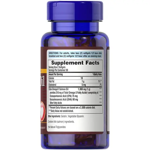 Жирные кислоты Puritan's Pride Salmon Oil 500 mg, 100 капсул - фото 2