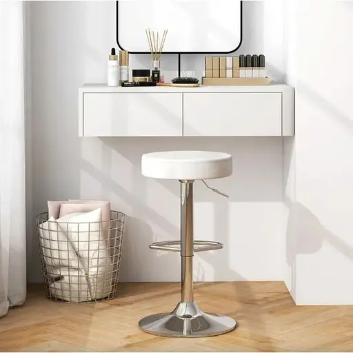 Комплект барних стільців Costway Loreto з круглим сидінням білий - фото 3