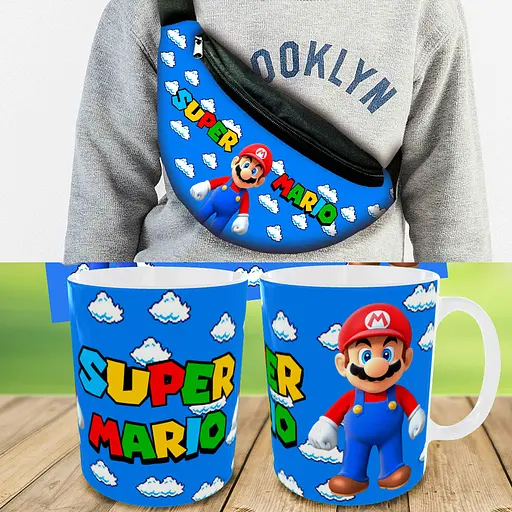 Подарунковий набір: Сумка-бананка + Кружка Супер Маріо, дитячий, для хлопчика (00197)