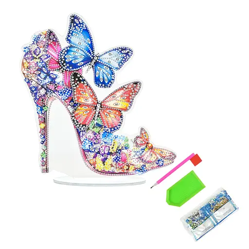 Алмазна мозаїка Strateg ПРЕМІУМ Хрустальний башмачок на підставці розміром 25х25 см (YKLZ15215) - фото 2