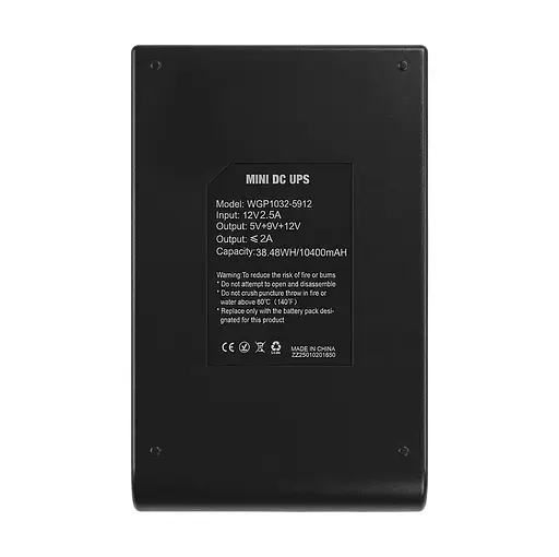 Комплект Mini UPS с блоком питания: источник бесперебойного питания Mini UPS WGP UPS1032 Black 10400mAh 5V/9V/12V, Li-ion 4*2.6Ah, для роутера и оптического терминала и блок питания SPF-1202B 12V/2A (24W) (42-00261) - фото 7