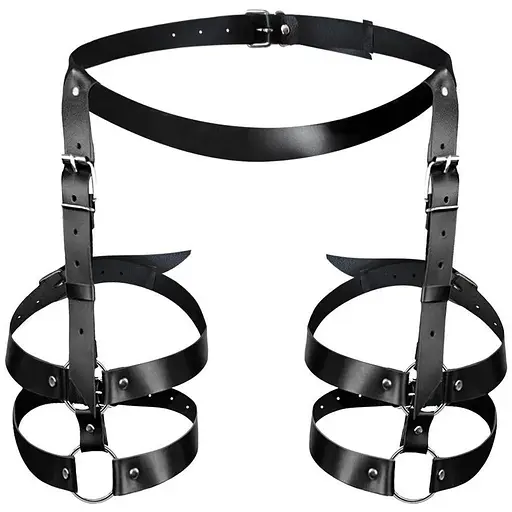 Кожаные гартеры Art of Sex - Melani Leather garters, Черные, XS-M