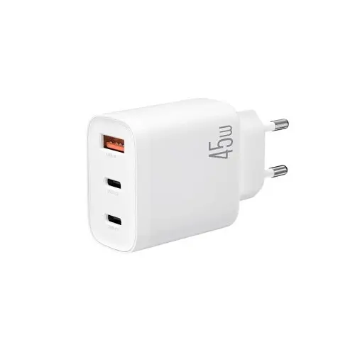 Сетевое зарядное устройство для XO L117 (EU) PD45W/QC18W (2USB-C+1USB-A) сверхзарядное питание с светильником Белый - фото 1