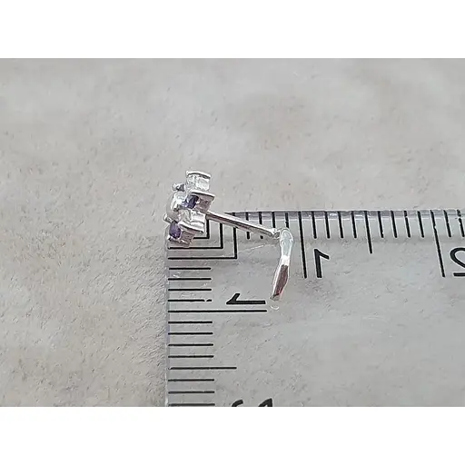 Серебряная серьга-пирсинг в нос Цветок.  1040.4С Фиолетовый - фото 5