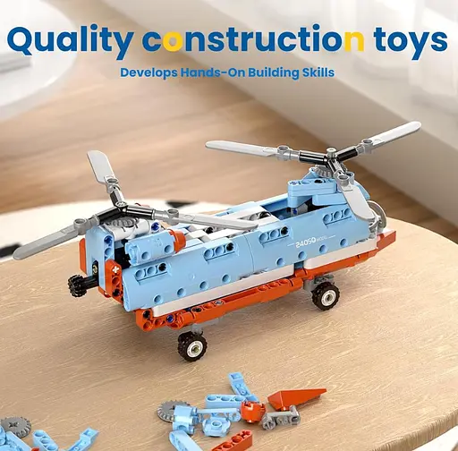 Конструктор вертоліт Mould King  Tandem Rotor Helicopter з тандемним ротором авіація 270 деталей - фото 4