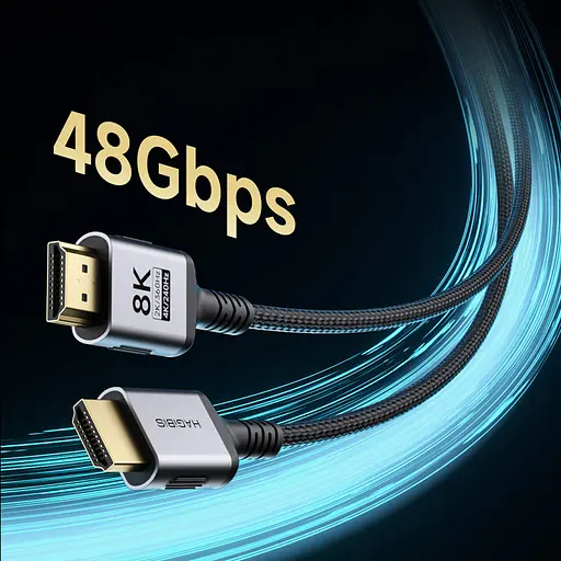 Кабель HAGiBiS HDMI - HDMI 2.1 48Gbps High Speed 8K/60Hz 4K/240Hz 2K/360Hz (HM06) 1m - фото 3