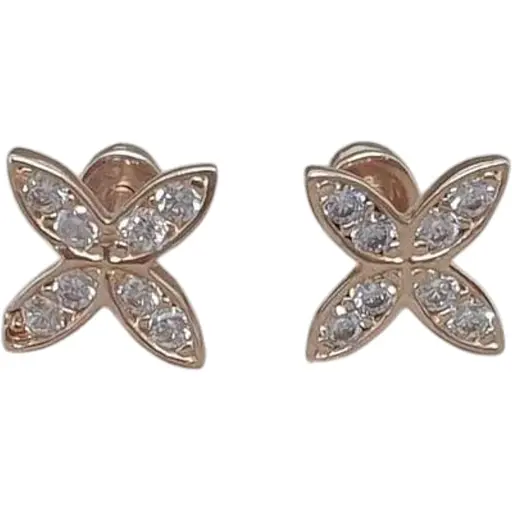 Золоті сережки-пуссети Ameris Конюшина з фіанітами. 210100