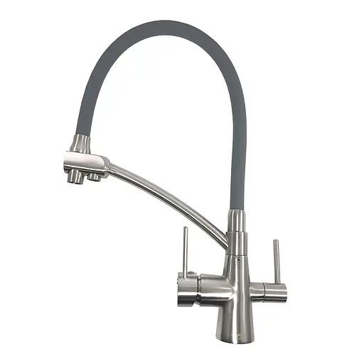 G4398 Змішувач для кухні з підключенням фільтра сірий/сатин шпилька Ø35 Gappo 1/8, Сірий - фото 1