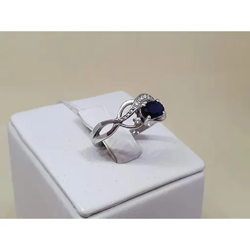 Серебряное кольцо Агни Верность с фианитами и сапфиром. 1827/9Р-SPH 16,5 - фото 3