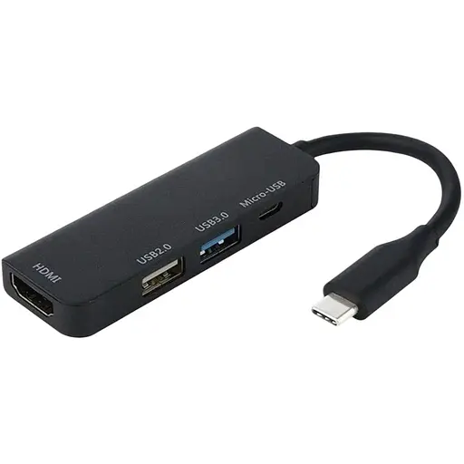 Хаб Usb 4You Hub Type-C hi-speed 2xUsb + 4K HDMI + MicroUsb черный - фото 1