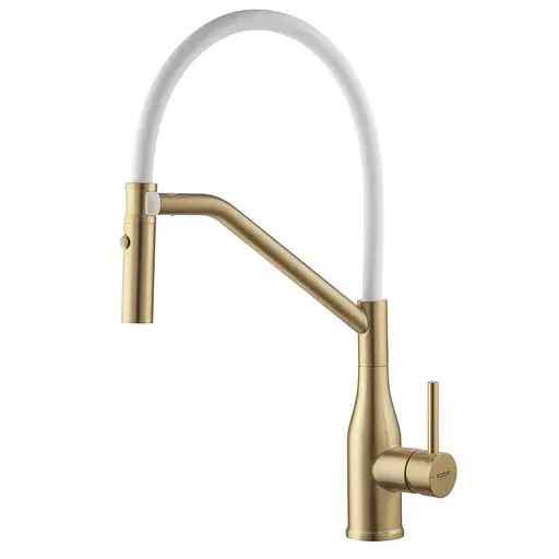 Змішувач для кухні Koer KI-70026-12 з білим силіконовим зливом KR5212 Золотий - фото 1