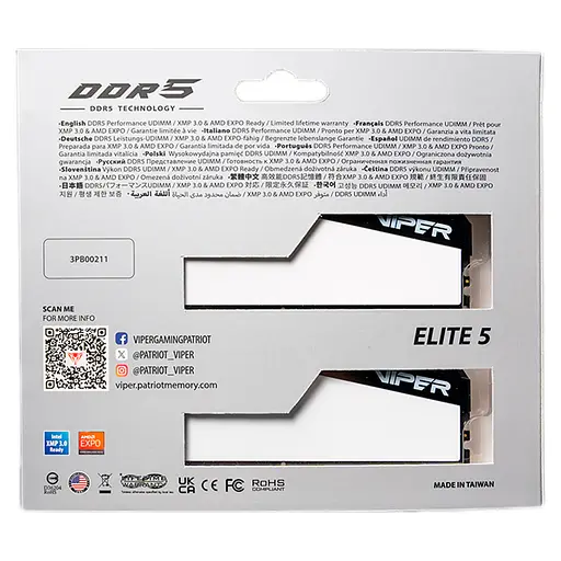 Модуль пам'яті для комп'ютера DDR5 32GB (2x16GB) 6000 MHz Viper Elite 5 Patriot (VEB532G6030KW) - фото 8