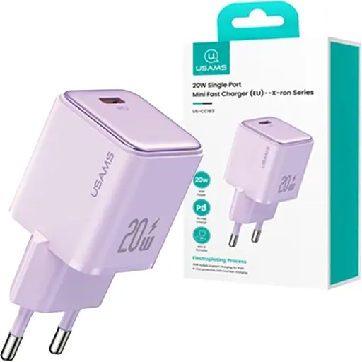 Сетевое зарядное устройство Usams US-CC183 20W Purple (CC183TC03) [139650] - фото 3