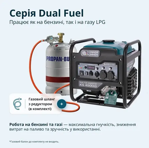 Інверторний генератор газ/бензин Konner&Sohnen 4.2/4.5 кВт KS 4500iG - фото 12