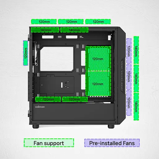 Корпус Zalman P60 Tempered Glass без БЖ Black (P60BLACK) - фото 15