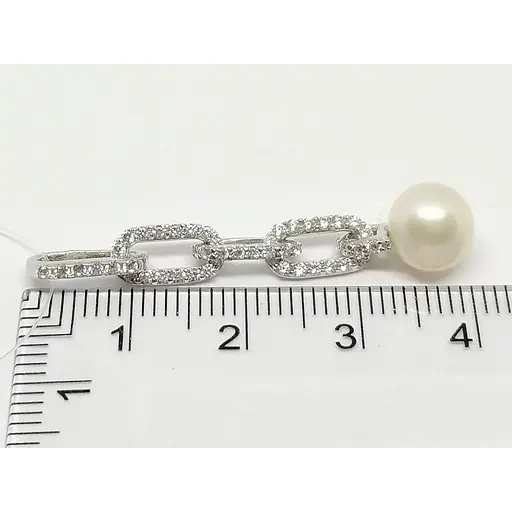 Серебряная подвеска Qvaliz с жемчугом и фианитами. 90300356 - фото 4