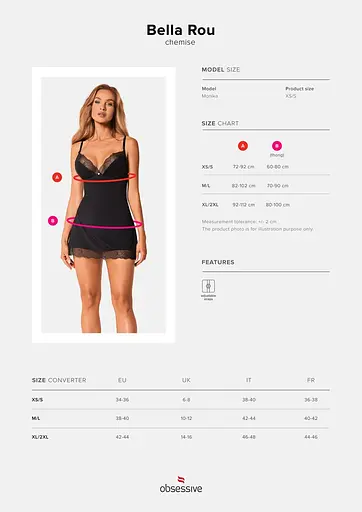 Сорочка и трусики Obsessive Bella Rou chemise & thong XS/S - фото 5