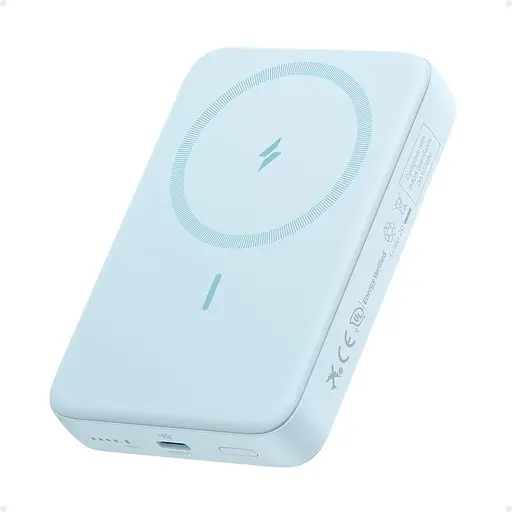 Магнитный Magsafe павербанк Anker A1684 10000 mAh с беспроводной зарядкой для iPhone УМБ голубой