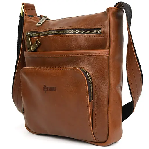 Мужская кожаная сумка мессенджер TARWA 22х25.5х3.5 см sum0028184 - фото 3