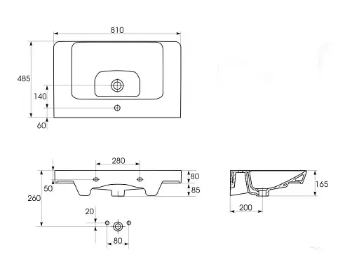 Умывальник мебельный Cersanit Mille 80х48 см K675-003 30412 - фото 4