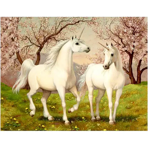 Алмазная мозаика Чарівний діамант Сказочные кони со стразами на подрамнике 30 x 30 см